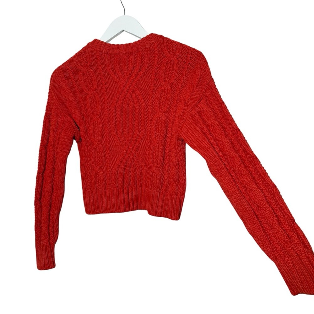 Sezane Red Cable Knit Sweater - Picture 8 of 10